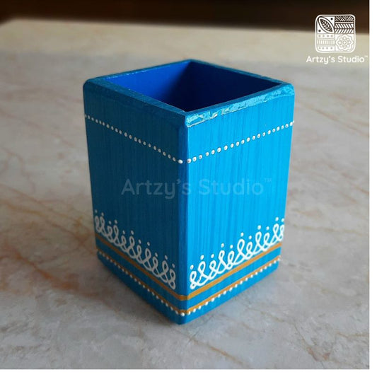 Handpainted Wooden Pen Stand