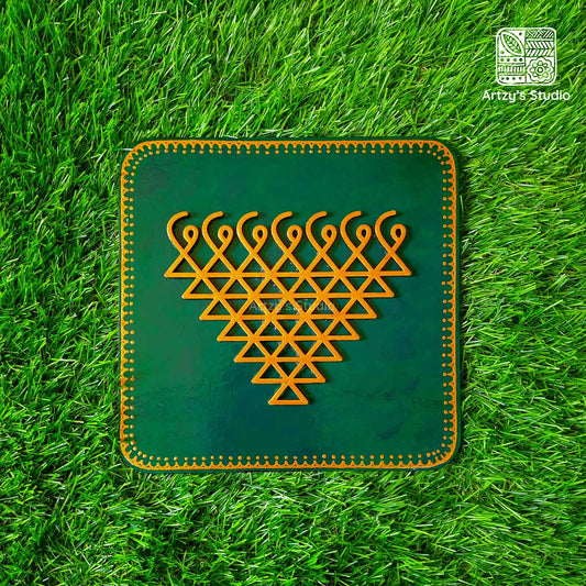 Gold Sarswati with Olive Green Color BG Medium Frame