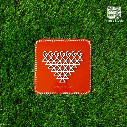 White Sarswati with Orange Color BG Small Frame