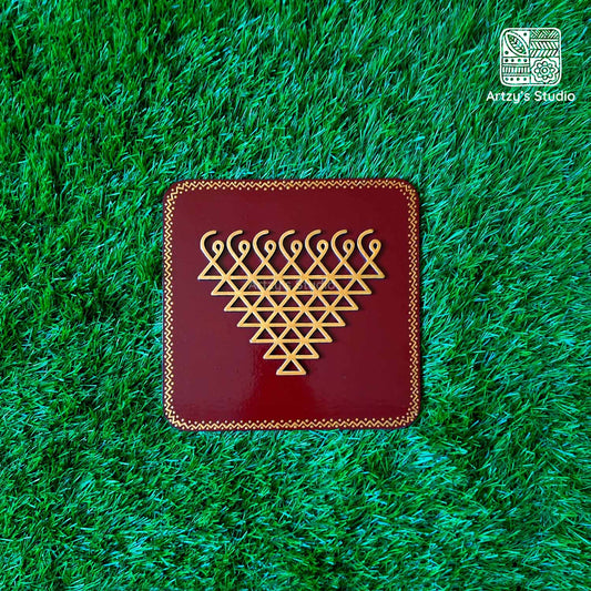 Gold Sarswati with Maroon Color BG Small Frame