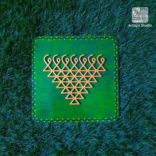 Gold Sarswati with Peacock Color BG Medium Frame