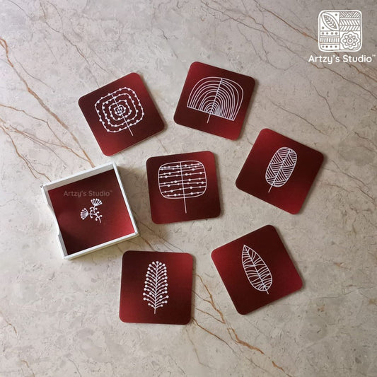 Digital Dark Brown 6 Tea Coaster Set