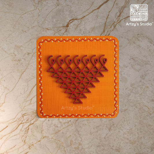 Yellow Sarswati with Red Color BG Small Frame