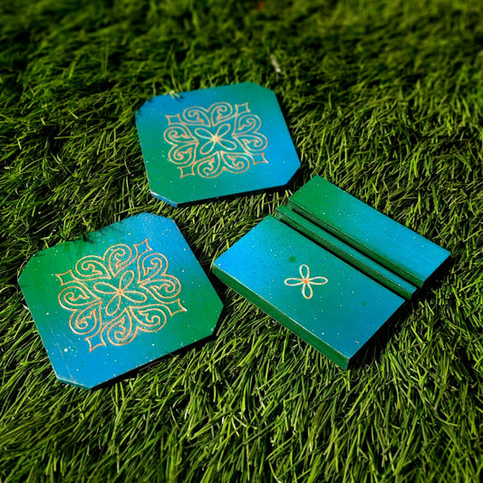 Set of 2 Octagon Tea Coasters Holder