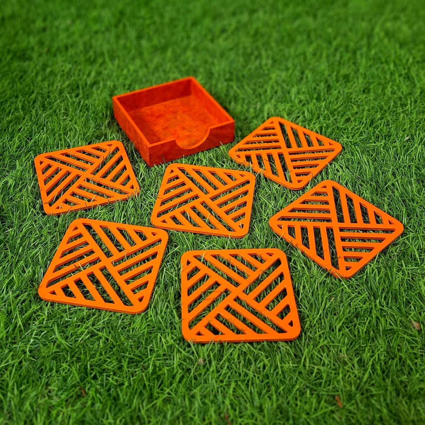 Tea Coaster Pattern With Stand Set Of 6
