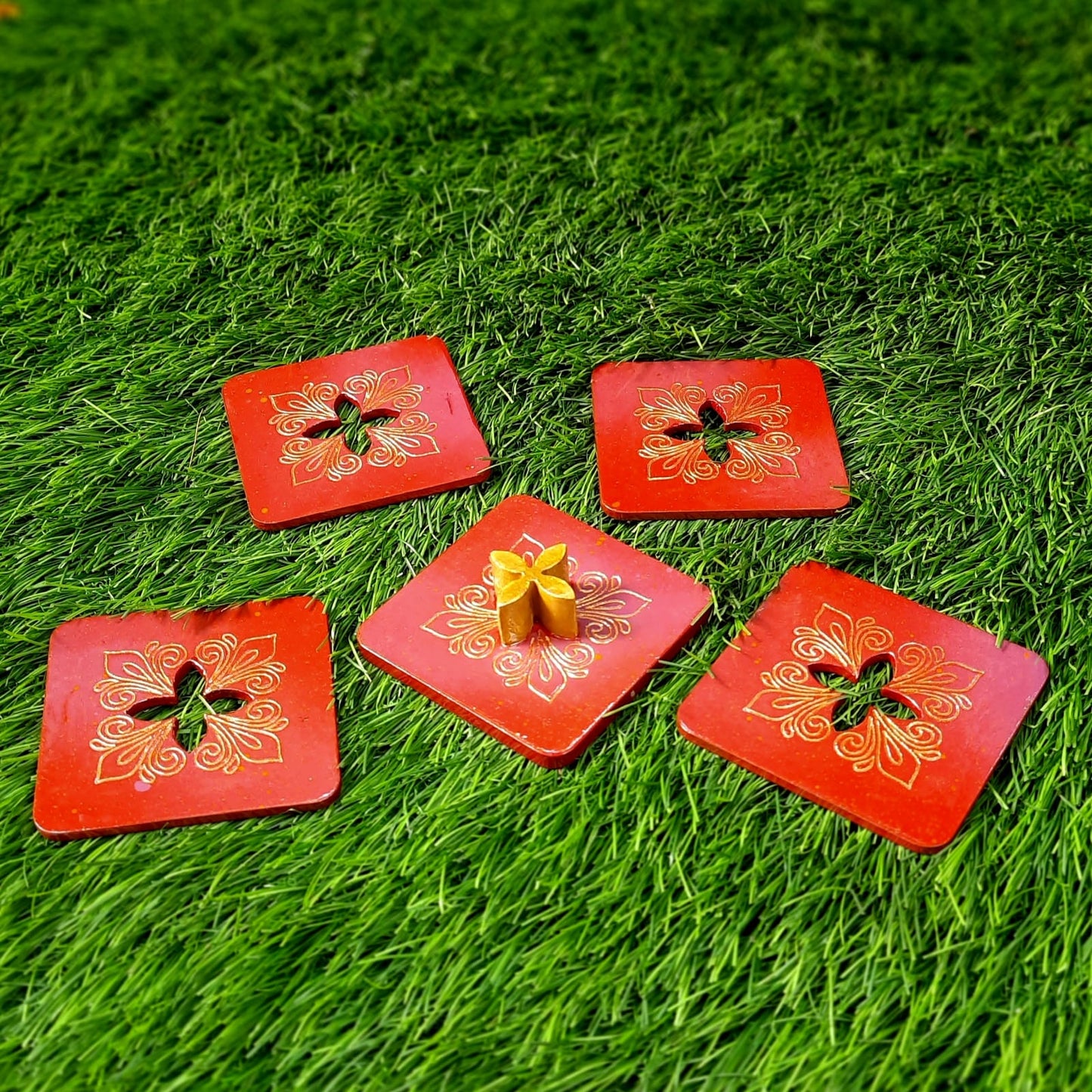 Set of 4 Teapot Cup Bowl Coasters Mat pads with Base